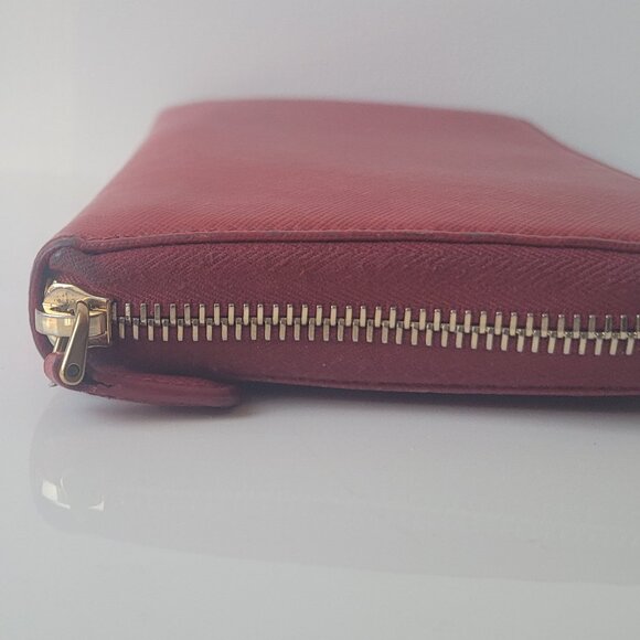 PRADA Red  Leather Zip Around Wallet - Picture 7 of 16
